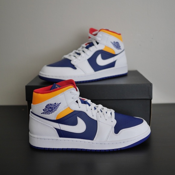 Jordan Other - AIR JORDAN 1 MID WHITE DEEP ROYALBLUE LASER ORANGE